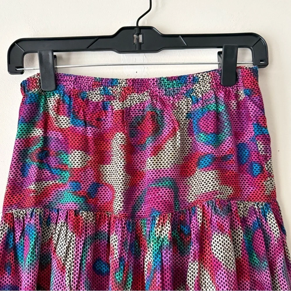 Vintage 90s Judith Michaels Vibrant Colorful A-Line Pleated Skirt Size Medium - Picture 4 of 12